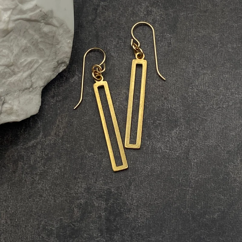 Gold Bar Cut-Out Earrings