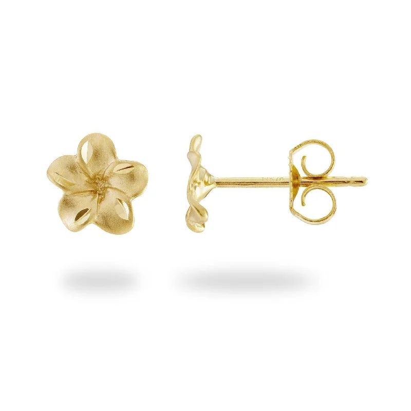 Plumeria Earrings in Gold - 9mm