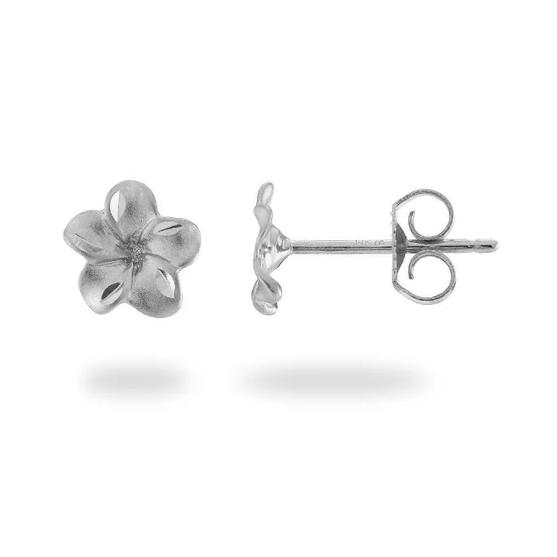 Plumeria Earrings in White Gold - 9mm