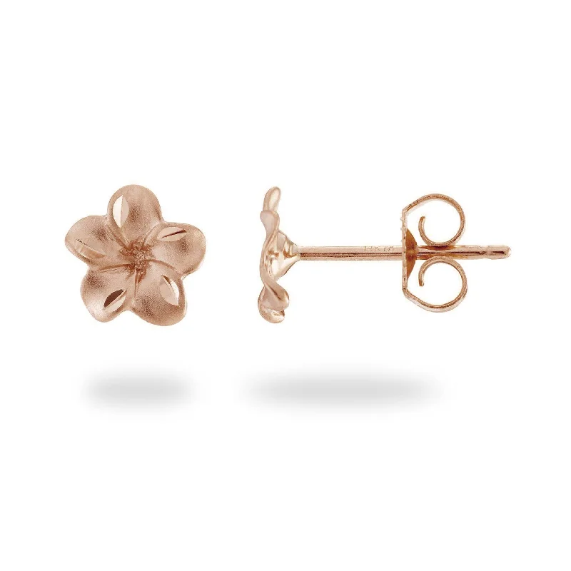 Plumeria Earrings in Rose Gold - 9mm