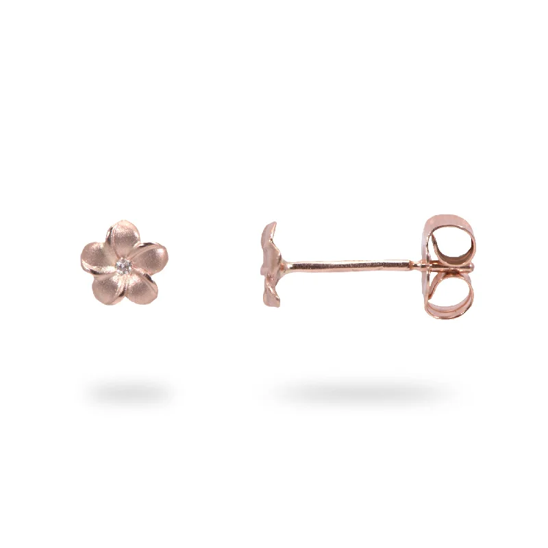 Plumeria Earrings in Rose Gold with Diamonds - 5mm