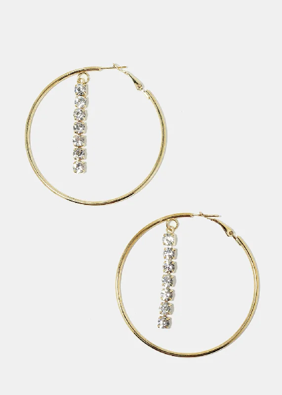 Rhinestone Dangle in Hoop Earrings