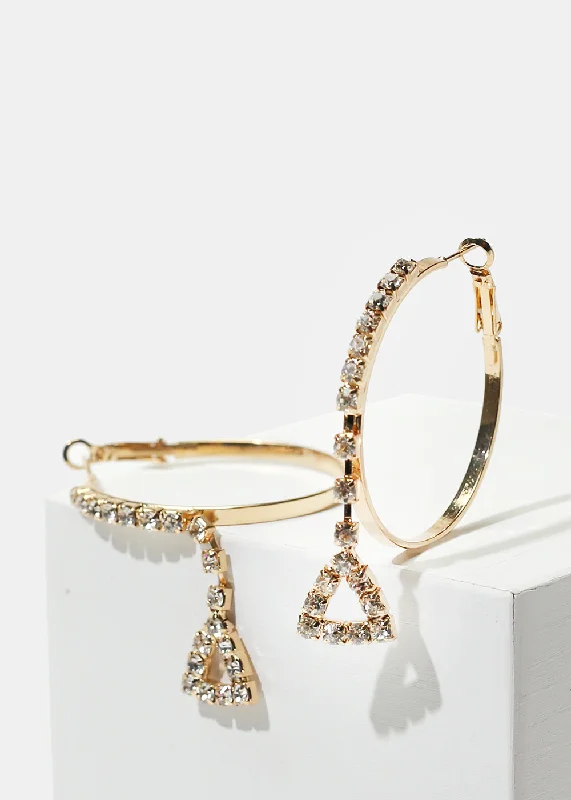 Rhinestone Triangle & Hoop Earrings