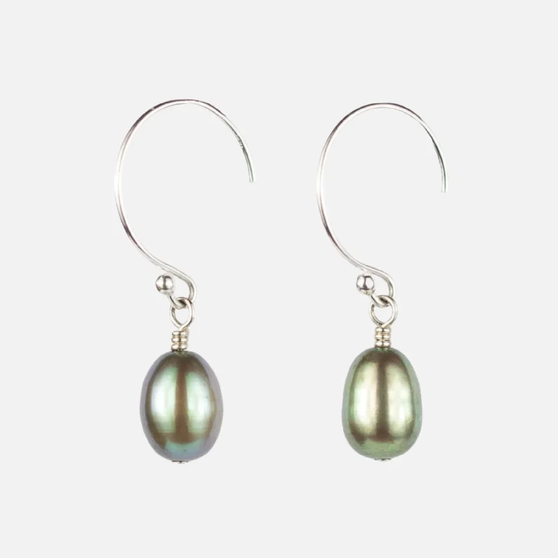 Sage Seed Earrings, Silver