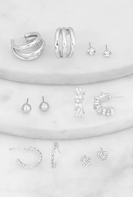 Assorted Hoop and Stud Earrings Set