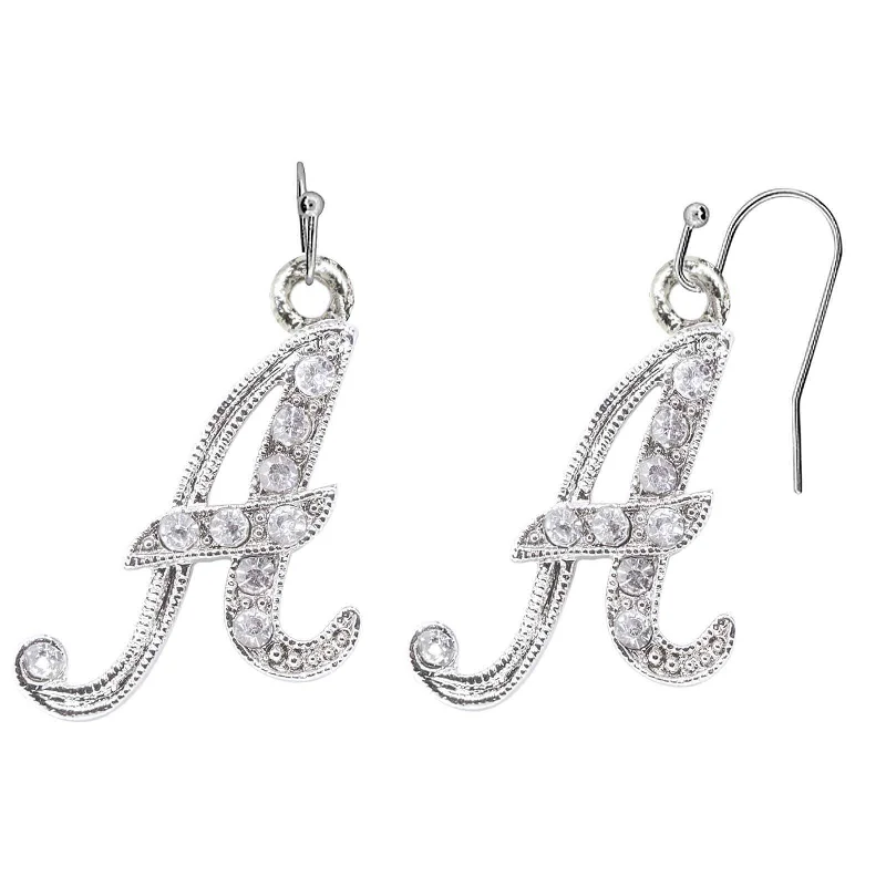 1928 Jewelry Clear Crystal Accent Initial Wire Earrings