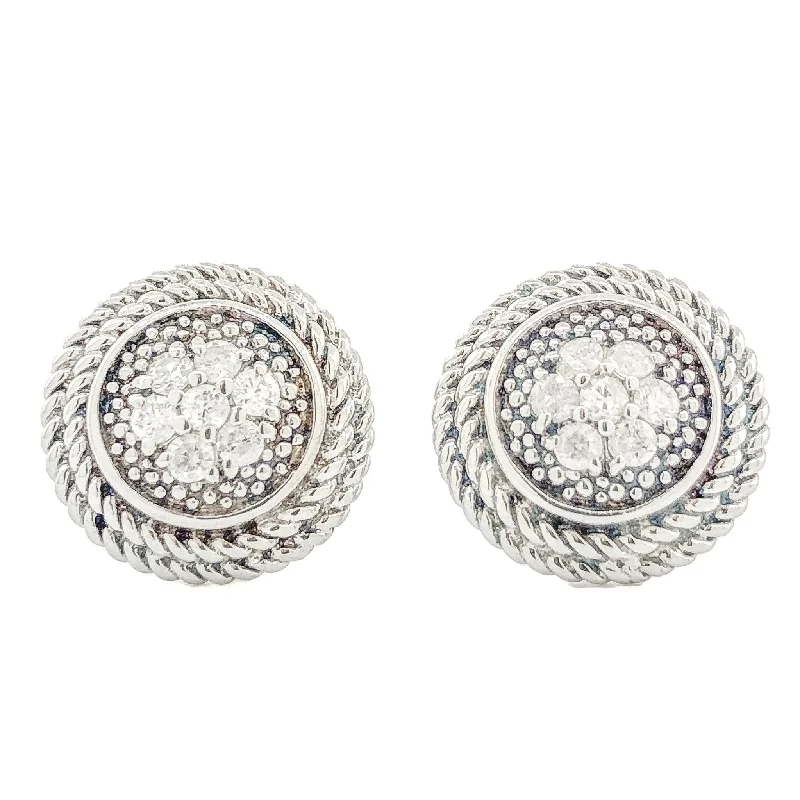 SS 0.15cttw Diamond Button Earrings