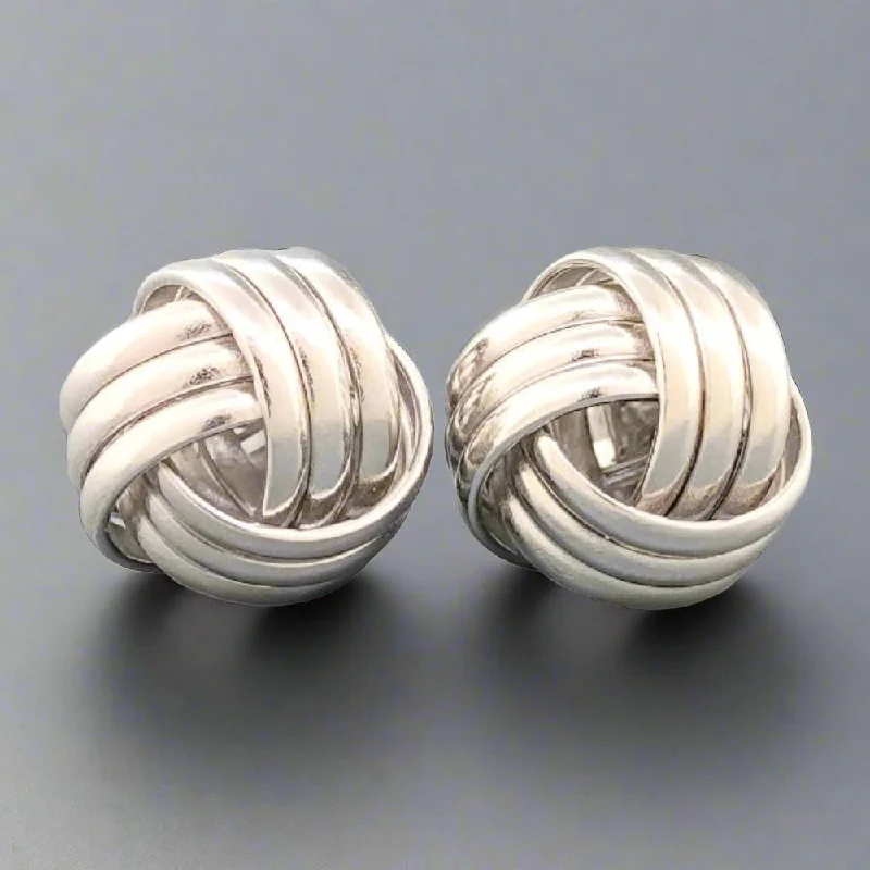 Sterling Silver 10mm Ribbed Knot Earrings