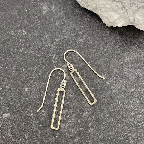 Sterling Silver Bar Cut-Out Earrings