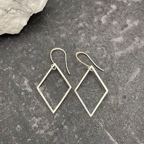 Sterling Silver Diamond-Shaped Earrings