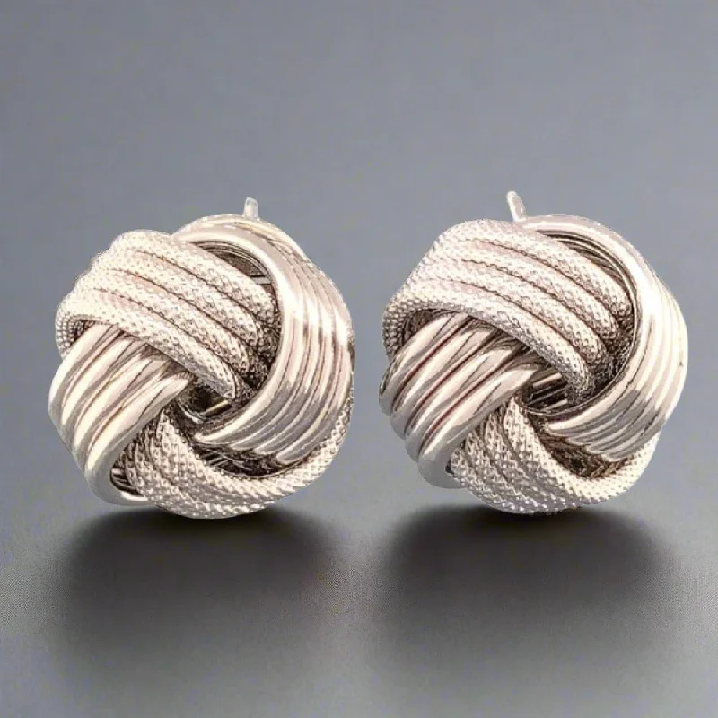 Sterling Silver Large Multirow Love Knot Earring with Lever Back