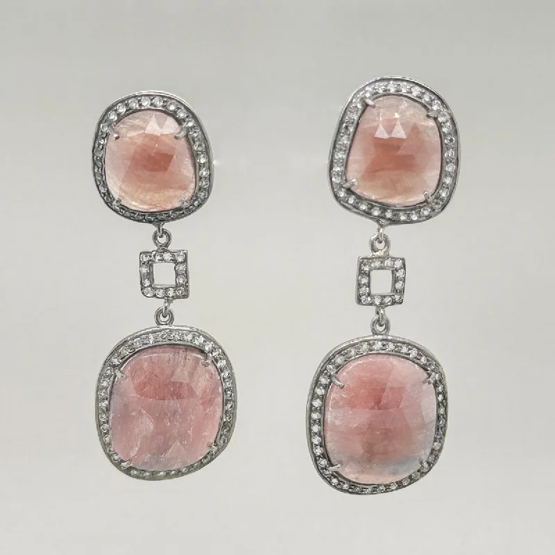 SS Smoky Quart & White Topaz Dangle Earring