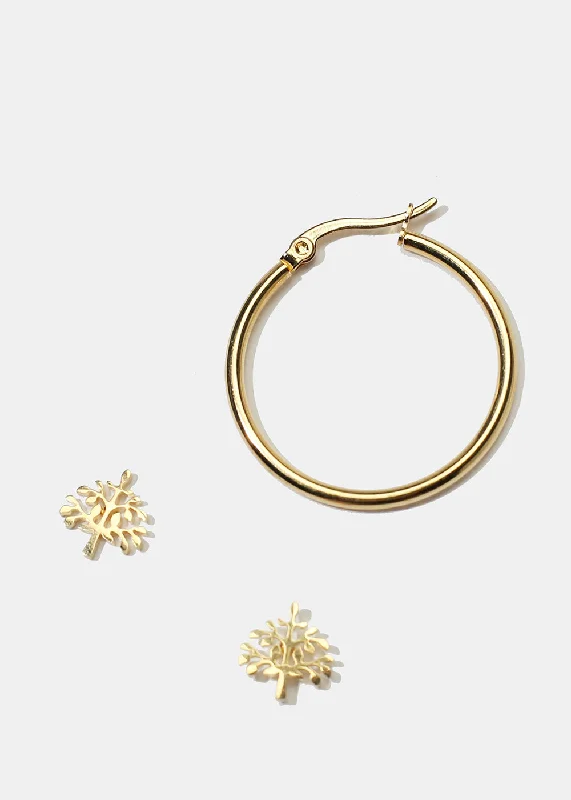 Tree Stud & Hoop Earrings