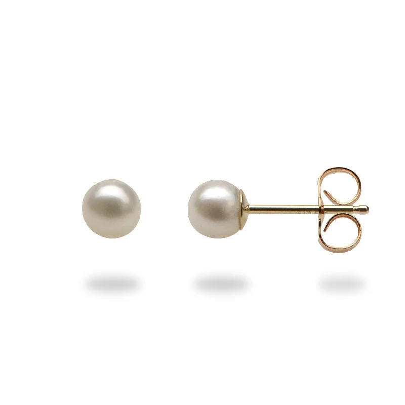 Freshwater White Pearl Earrings in Gold - 4-5mm