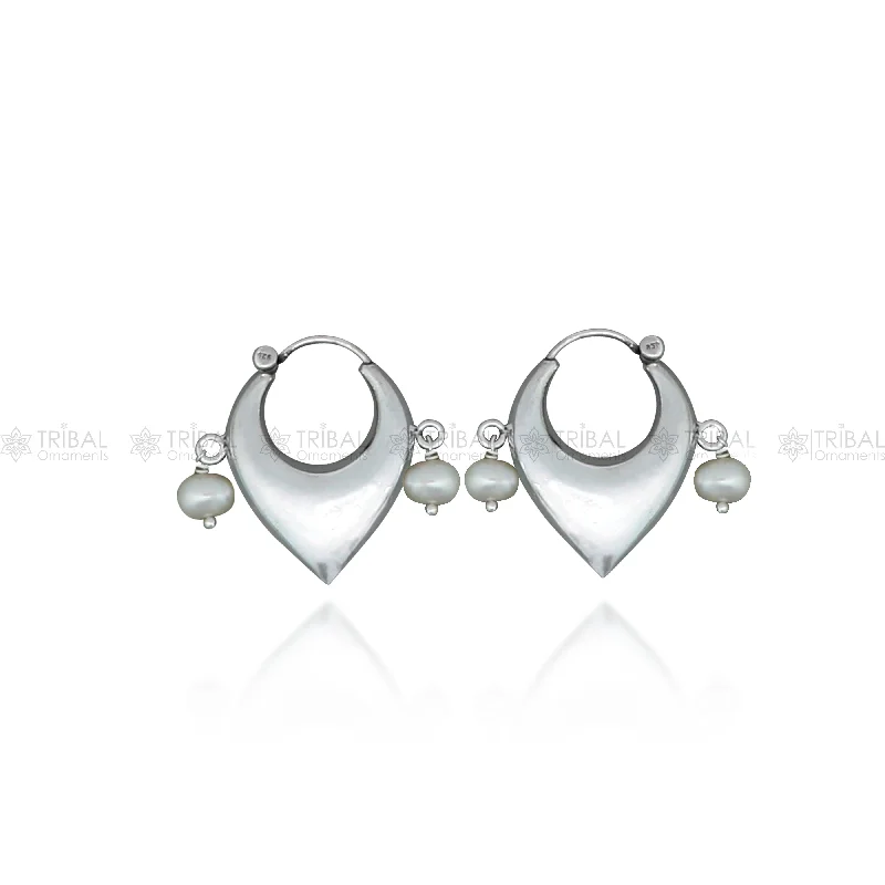 925 sterling silver fabulous vintage plain pearl beads design hoops earing,elegant hoops cultural earrings s1334