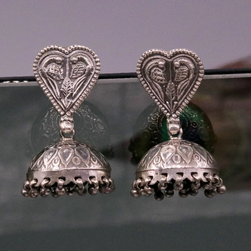 925 sterling silver handcrafted vintage attractive design stud earring jhumki, excellent hanging chandelier jhumki bells tribal jewelry s811