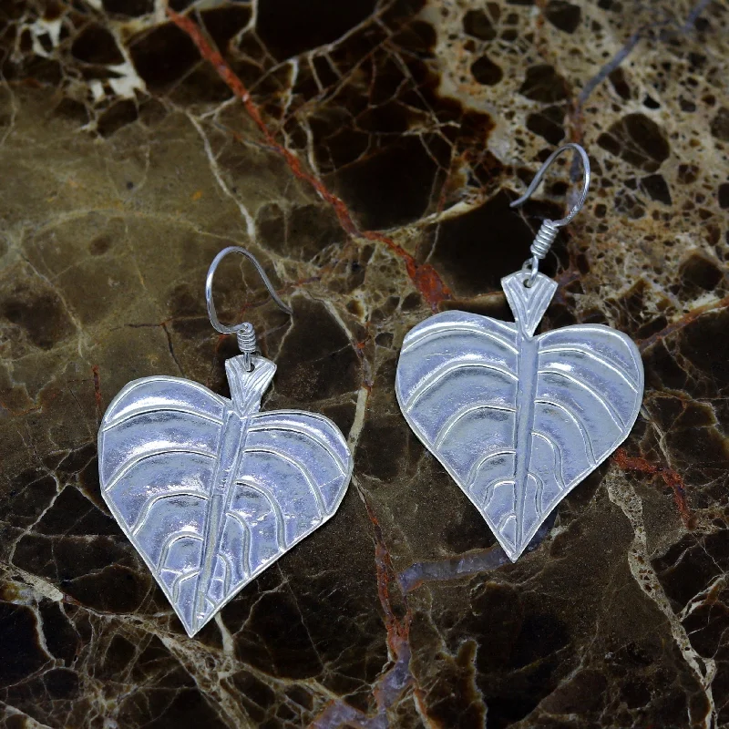 925 sterling silver handmade fancy stylish design peepal tree leaf earring excellent customized hoops earring summer collection ear491