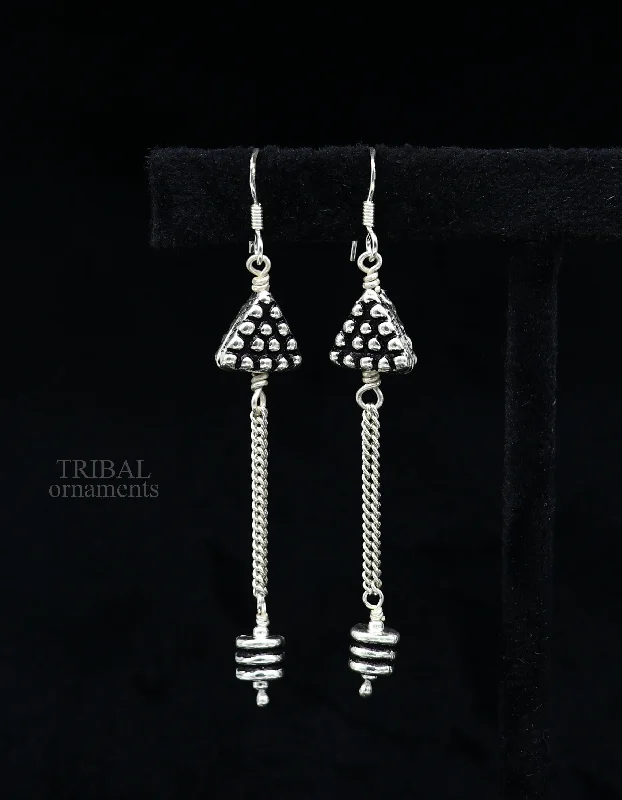 925 sterling silver handmade hoops earrings with elegant fancy girl's hoops earring brides jewelry from india ear1084