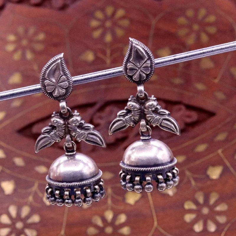 925 sterling silver vintage design handmade parrot design stud earring jhumki, light weight tribal belly dance bird earring jewelry s690