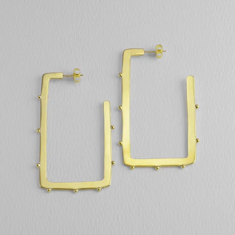 Studded & Squared 60mm Brass Hoop Earrings