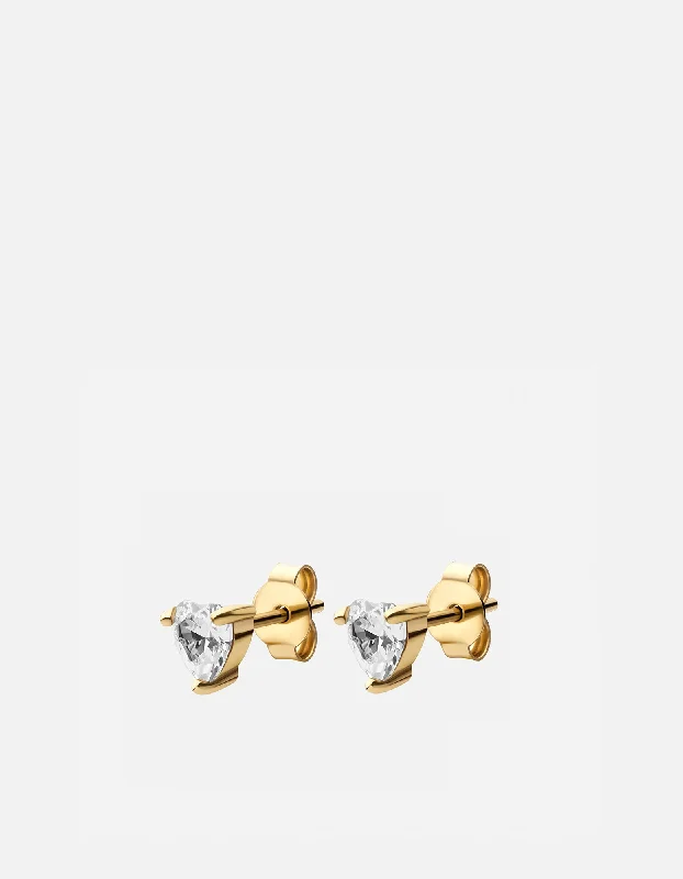 Adora Heart Studs, Gold Vermeil/Sapphire