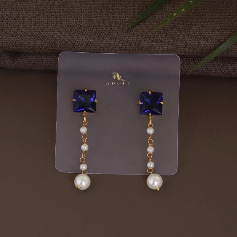 Naaz Square Glossy Pearl Drop Earring