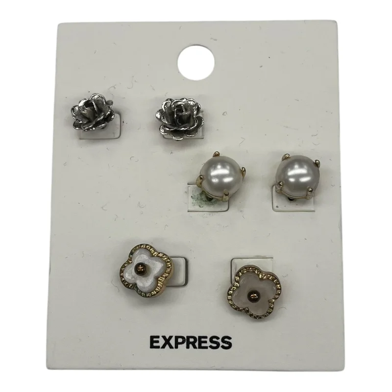 Earrings Stud By Express In Gold & Silver, Size:03 Piece Set