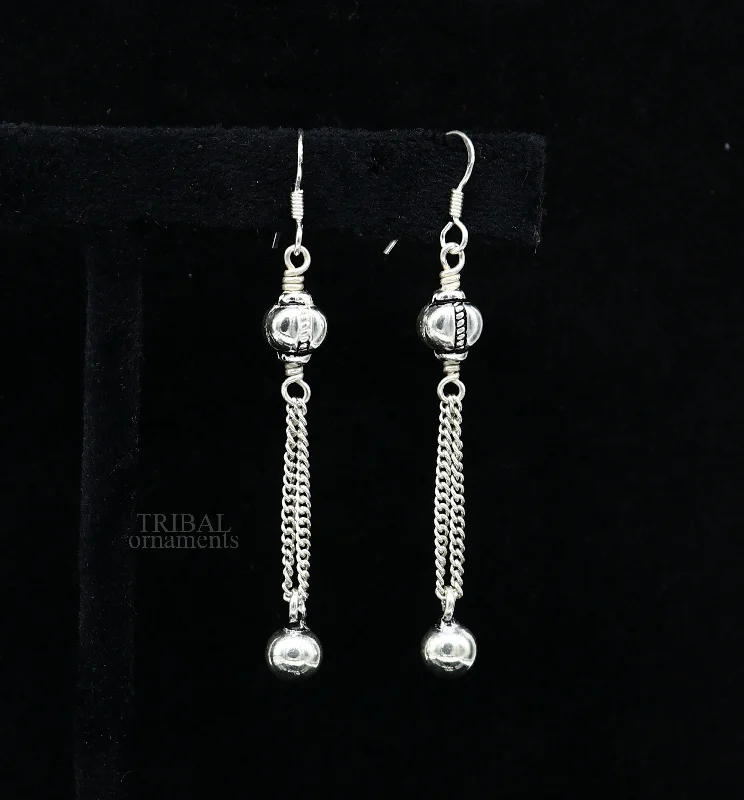 Exclusive 925 sterling silver handmade hook earrings with elegant fancy girl's hoops earring brides jewelry from india ear1085