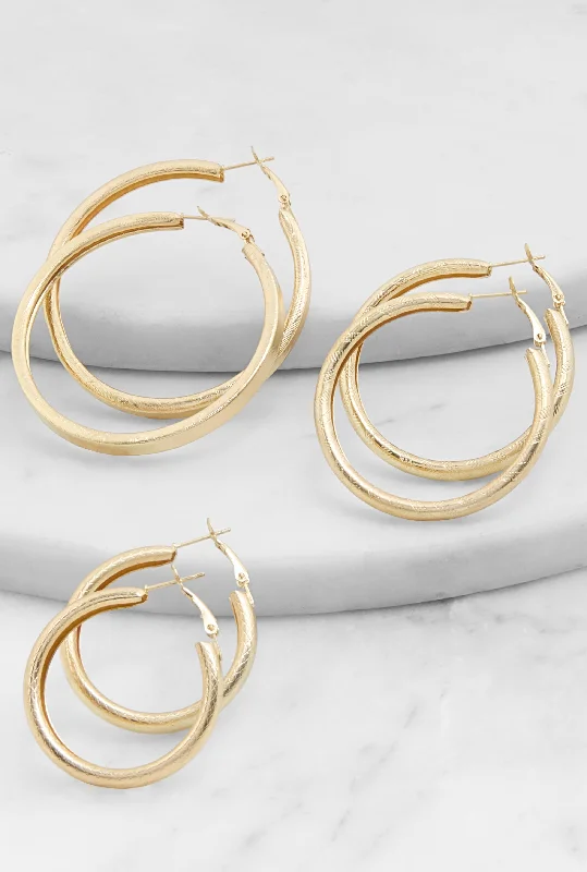 Assorted Textured Hoop Earring Trio