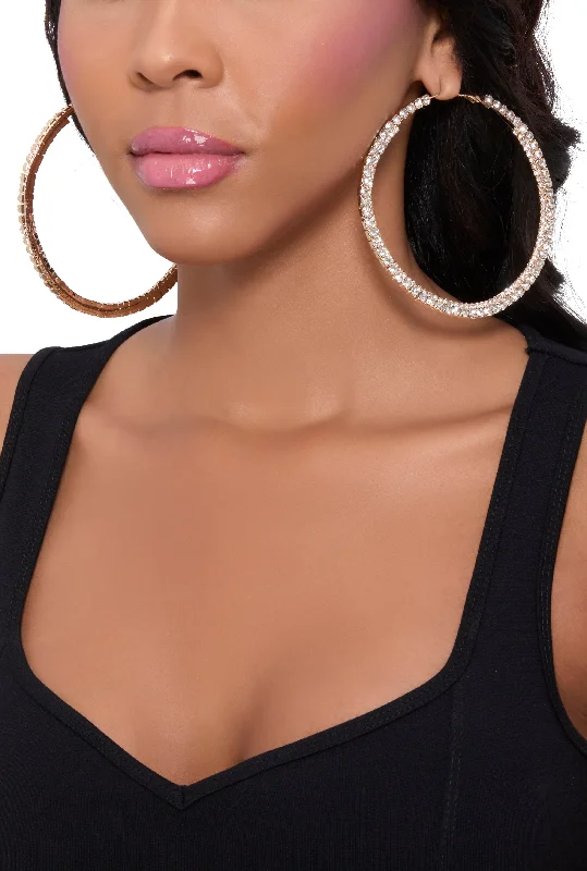 Rhinestone Embellished Hoop Earrings