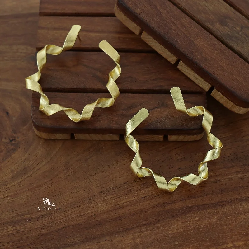 Golden Curly Hoop Earring