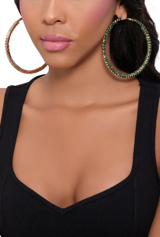 Rhinestone Embellished Hoop Earrings