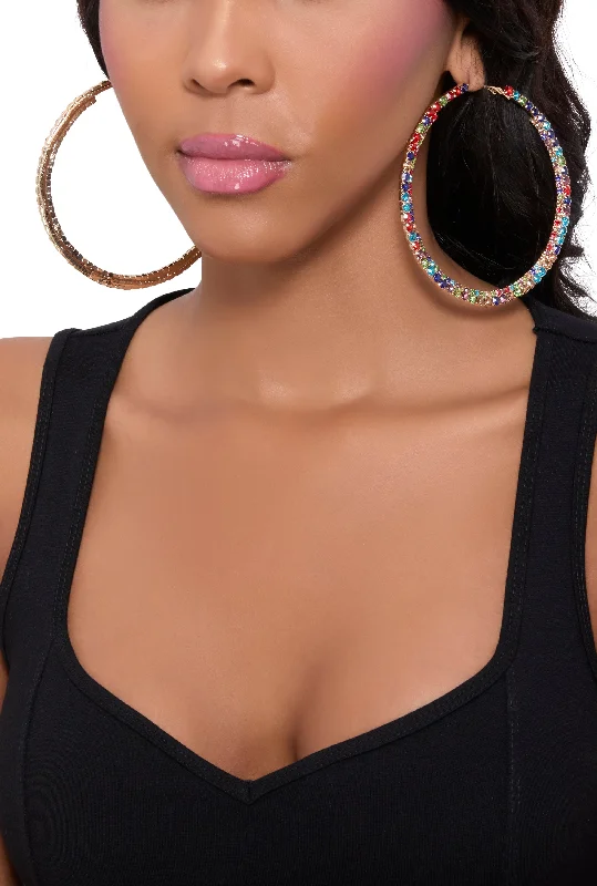 Rhinestone Embellished Hoop Earrings