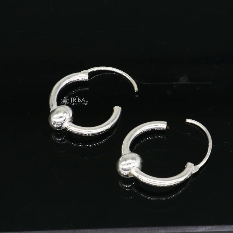 Plain Cultural new fancy stylish small  925 sterling silver handmade hoops earrings bali ,pretty gifting bali tribal jewelry india s1219