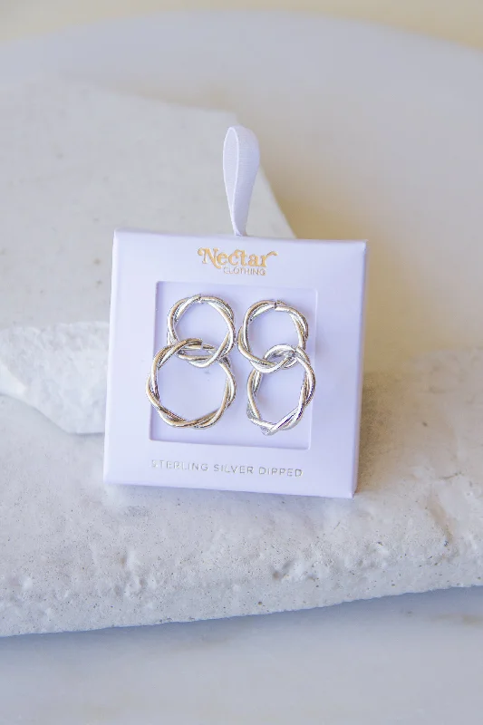 Dangly Silver Double Hoop Earrings