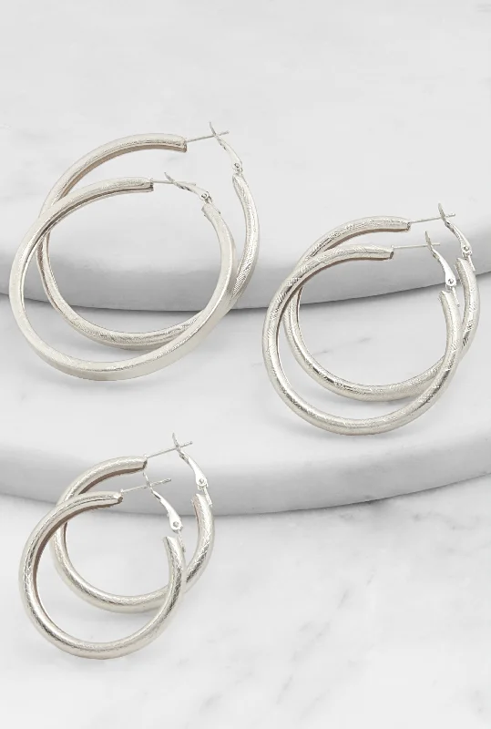 Assorted Textured Hoop Earring Trio