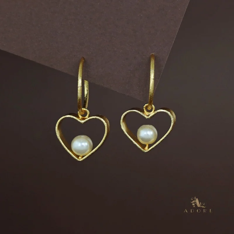 Starry Golden Heart Pearl Hoop