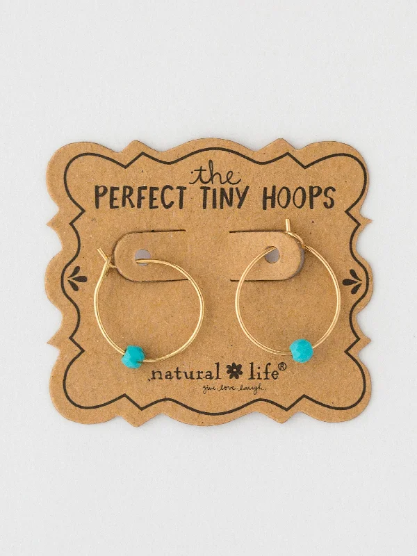 Tiny Hoop Earrings - Turquoise