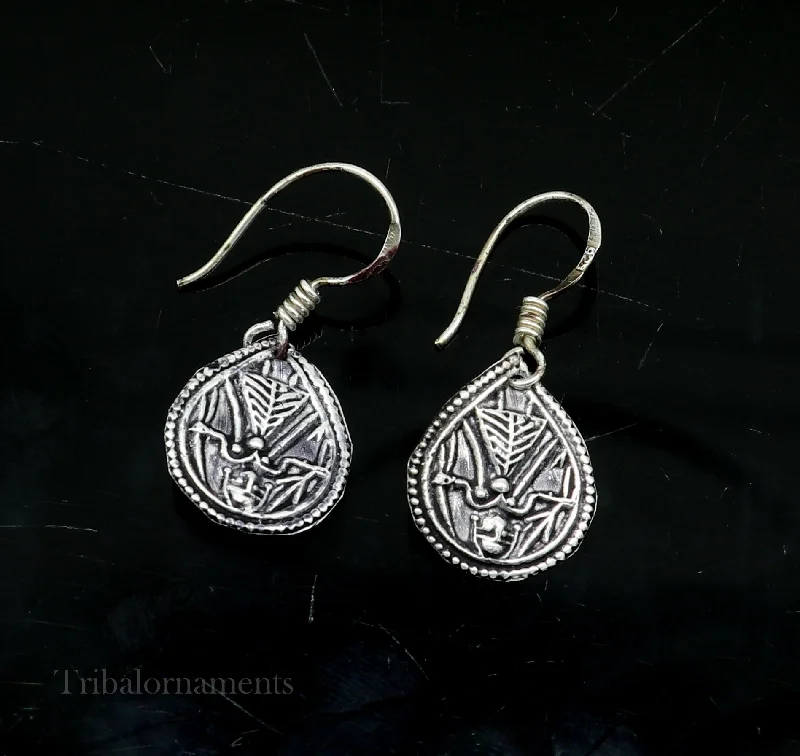 Vintage style 925 sterling silver excellent customized traditional indian style hoops earring, amazing tribal ethnic earring ear958