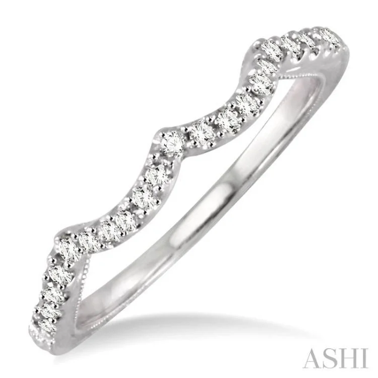 1/5 Ctw Round Cut Diamond Matching Wedding Band in 14K White Gold