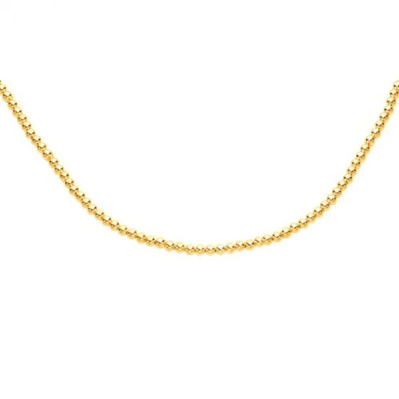 14k Polished Bead Necklace, 16-18"