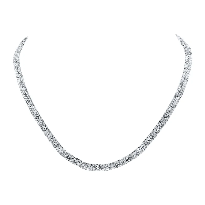 14kt White Gold Womens Round Diamond 18-inch Fashion Necklace 12 Cttw