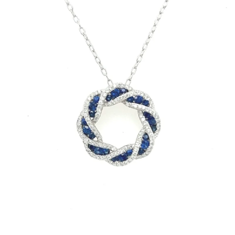 18k Sapphire and Diamond Twist Pendant Necklace