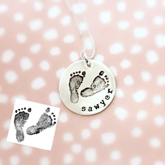 Footprint Necklace with Name