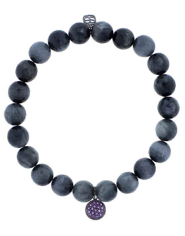 Amethyst Pave Disc Charm Bracelet