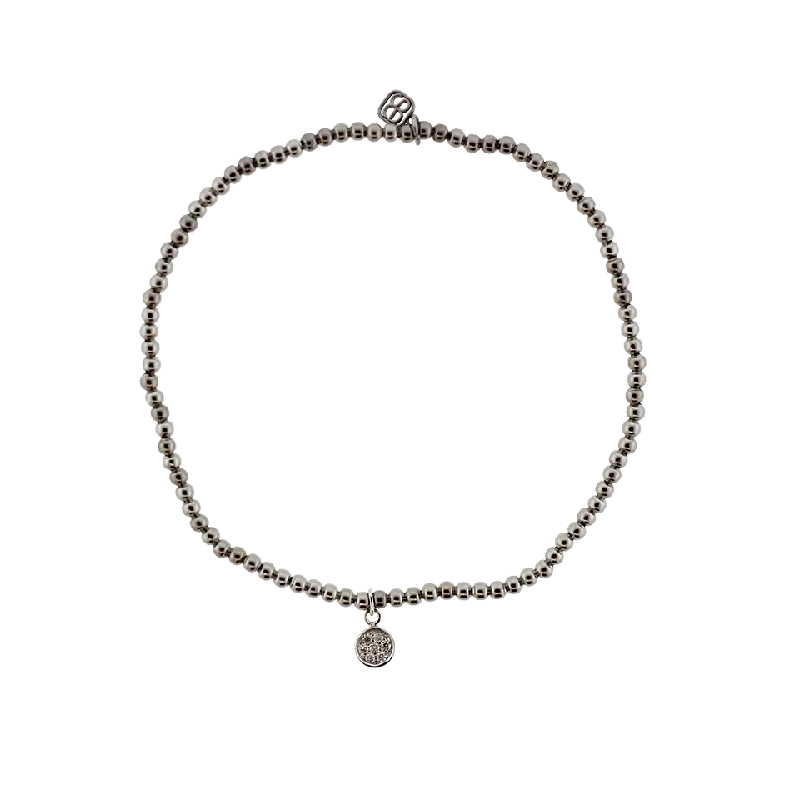 Baby Diamond Disc Charm Beaded Bracelet