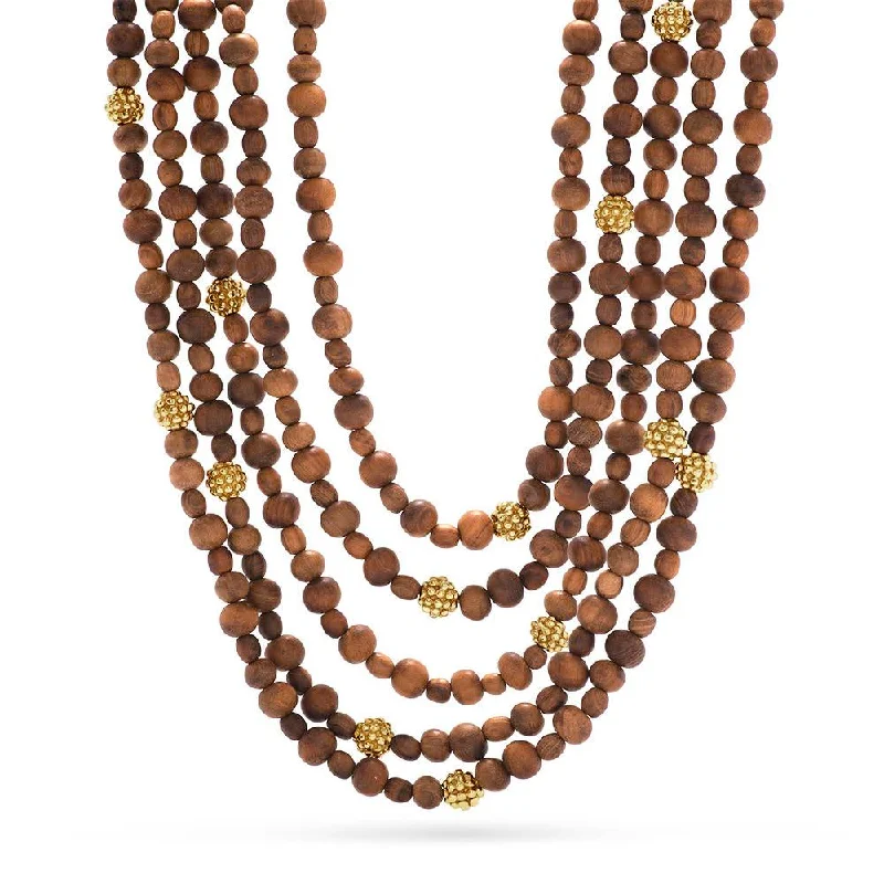 Capucine de Wulf Earth Goddess Beads 5-Strand Necklace with Teak