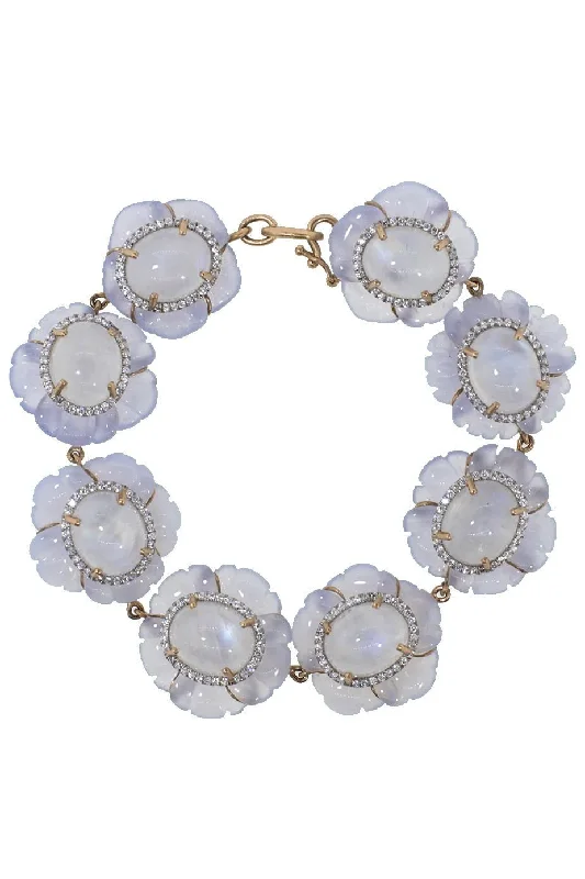 Carved Chalcedony Flower Bracelet