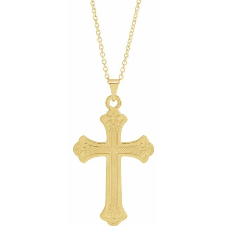 14K Yellow Cross Necklace