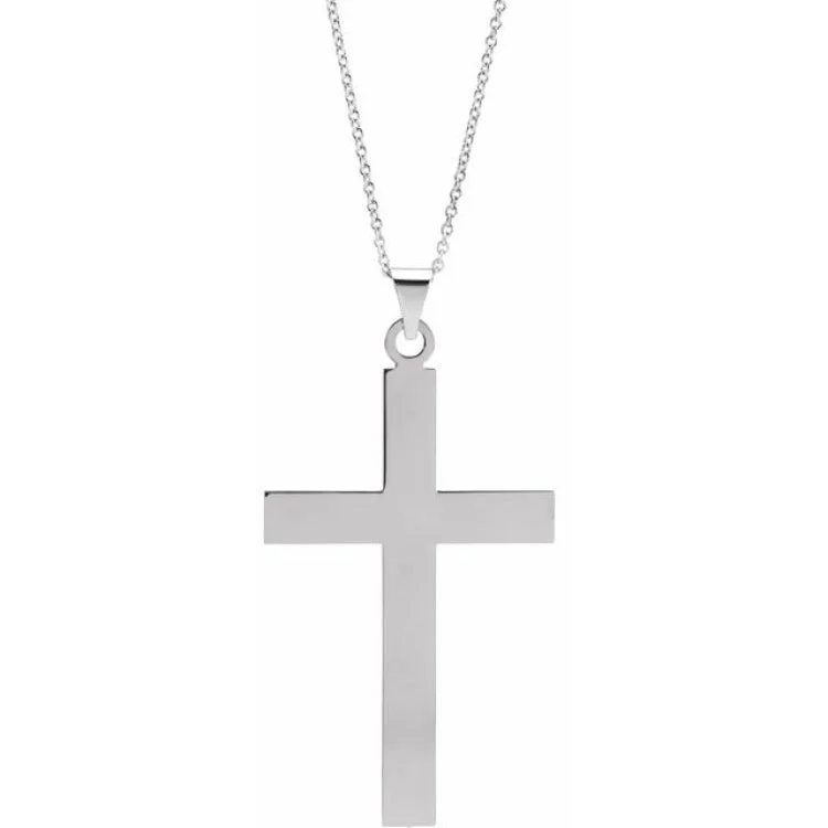 14K White 39 x 25 mm Cross 18" Necklace